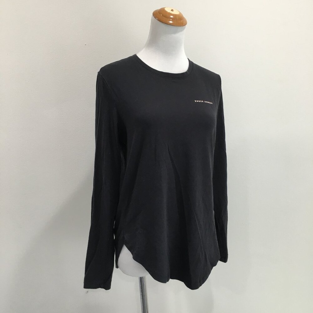 UNDER ARMOUR Black Loose Fit Long Sleeve Rounded Hem Shirt
